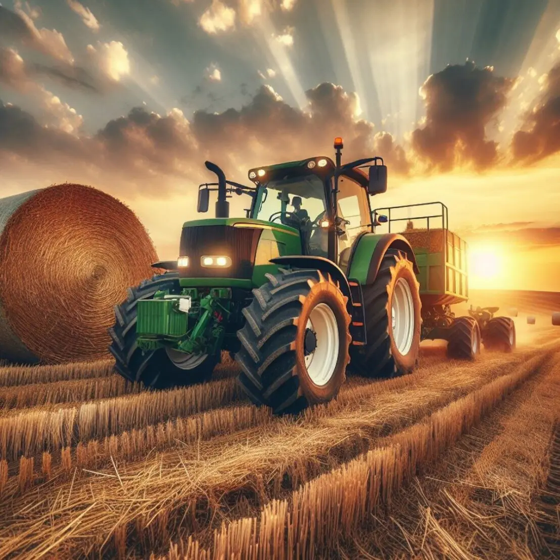 Tractor at sunrise